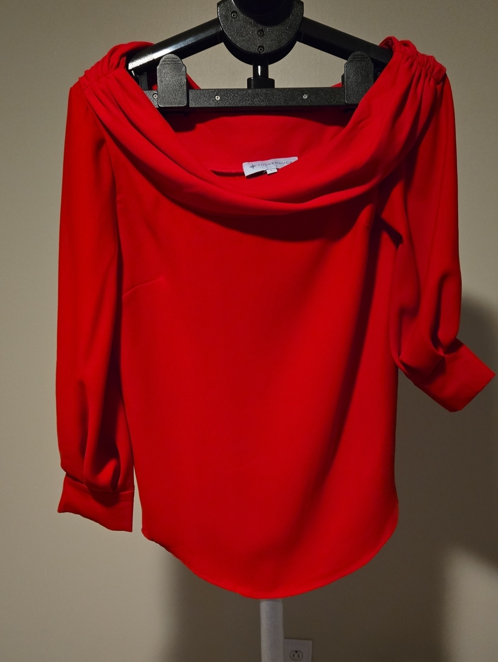 Tuckernuck Vibrant Red Cowl-Neck Top